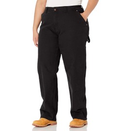 Dickies Women's Plus Size Relaxed Straight Carpenter Duck Pant, Rinsed Black, 18