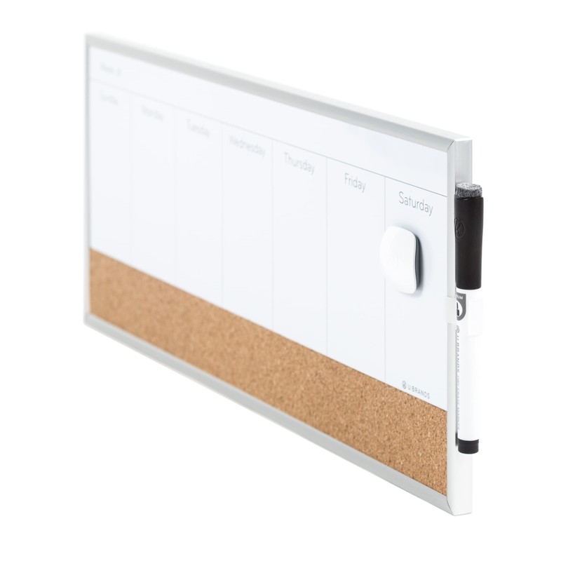 U Brands Magnetic Dry Erase Weekly Calendar White Board With