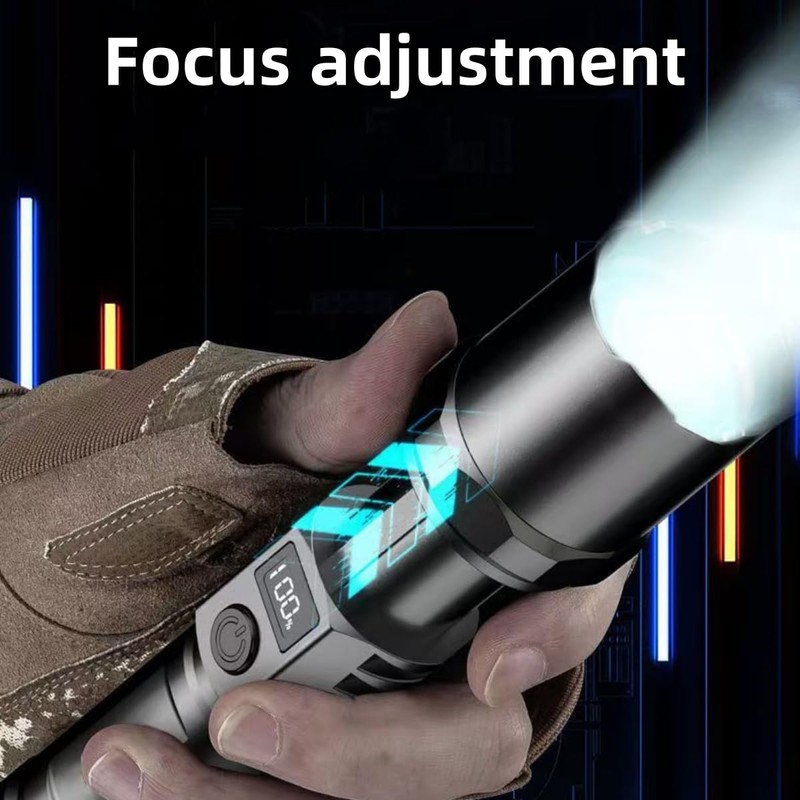 Rechargeable flashlights1500L tactical flashlight,Adjustable Focus LED Flashlight, 3 Lighting Modes,