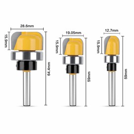 3 Piece Bowl Router Bit Dish Cutter Round Groove Round Nose Router Bit Cutter Carbide Router Trimmer Bit Set U Groove Bit for Bottom Clearing