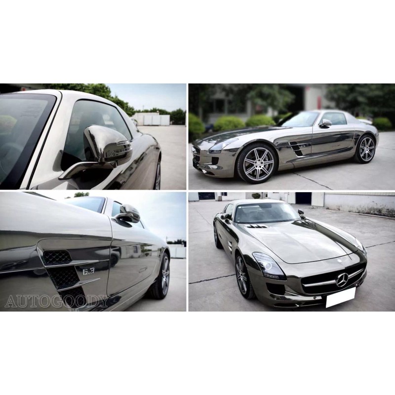 AUTOGOODY 96" x 60" Dark Chrome Mirror Black Vinyl Film