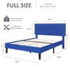 VECELO Bed Frame Full Size with Adjustable Upholstered Headboard, Wooden
