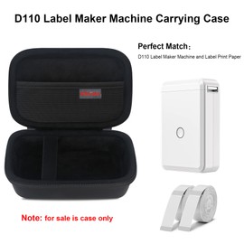 Elonbo D110 Label Maker Machine Carrying Case, Travel Bag for NIIMBOT/JADENS D110 Portable Bluetooth Wireless Label Printer, Small Mini Thermal Sticker Printer Storage Holder, Pocket Fits Tape,Black