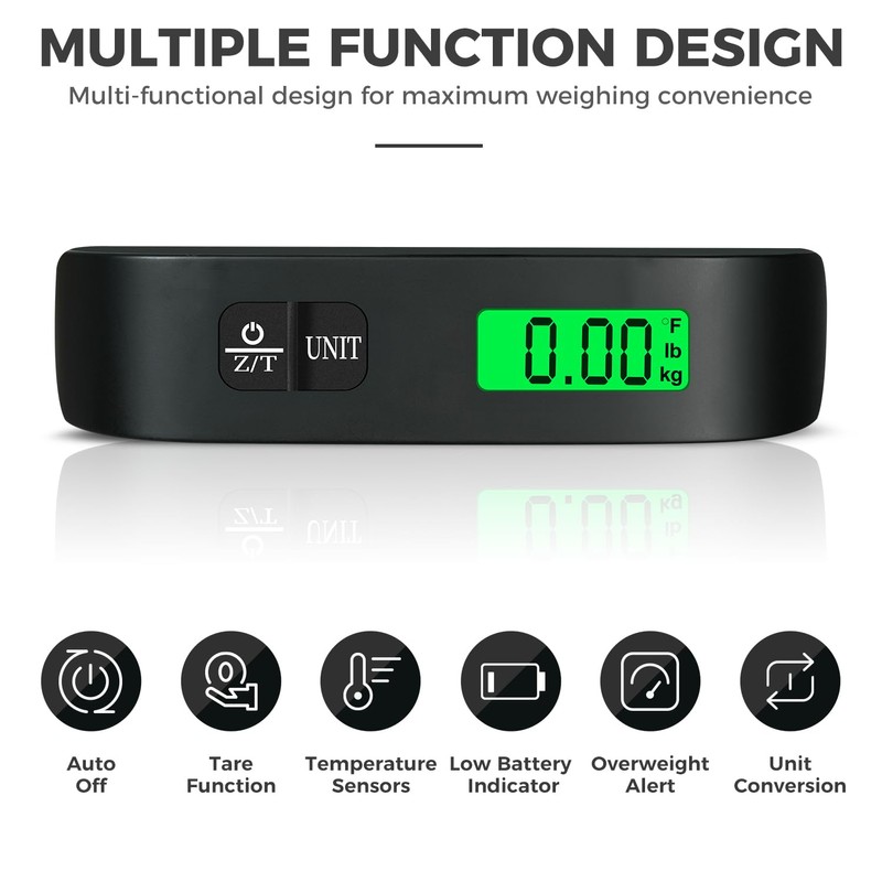BAGAIL Digital Luggage Scale, 110lbs Hanging Baggage Scale with Backlit