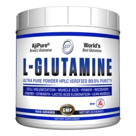 Hi Tech Pharma Glutamina Ultra Pura Ajipure 500 Gr Sin Sabor  Pure L-Glutamine Powder, Unflavored, 500g                                               