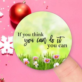 If You Think You Can Do It You Can. Round Label Stickers 100pcs Bible Verse Quotes Saying Circle Decals for Water Bottle Luggages Laptop Computer Envelopes Seals Card Boxes 3in