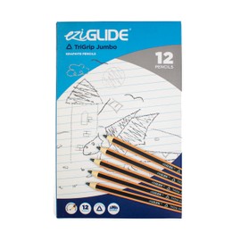 Eziglide TriGrip Jumbo HB Pencils, Pack of 12 Triangular Pencils, Break resistant super bonded lead, Triangle pencils for kids that improve pencil grip comfort and control when drawing & writing