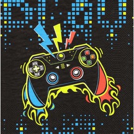 20 Napkins Time to Play Joystick Pad Play Napkins, Game Controller, Console, Boys, Girls, Children, Table Decoration 33 x 33 cm