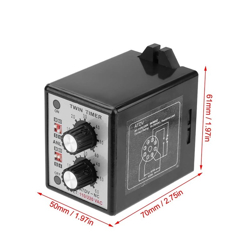 ATDV-NC Twin Timer Relay, with Timing Power-on and Power-Off Function
