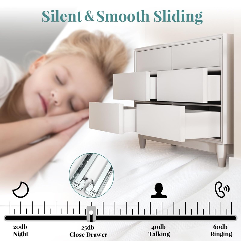 18 Inch Soft Close Undermount Drawer Slides 1 Pair,5D Adjustable