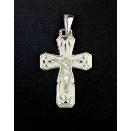 Sterling Silver Jesus Cross Flower Pendant 925
