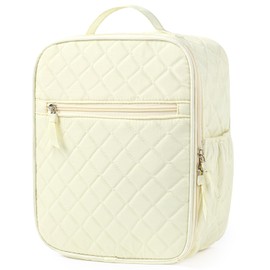 Aileam Lunch Box Lunch Bag for Women Cute Girls Lunch Box Insulated Womens Lunch Bag For Work Quilted Large Capacity Reusable Insulated Cooler for Work School Picnic Travel, Cream White