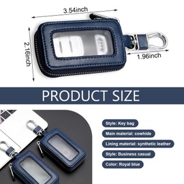 DYEKNEE 1 PC Car Key Chain Bag, Metal Hanging Buckle Key Bag, Car Remote Control Bag, Universal for Most Cars (Royal Blue)