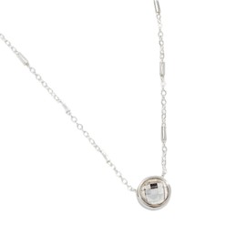Alex and Ani AA763223SS,Crystal Bezel Adjustable Chain Necklace,Shiny Silver,Silver, Necklaces