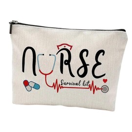 Perfeclan Nurse Makeup Bag Women Makeup Bag Case Cosmetic Travel Pouch Nurse Graduate Gift Toiletry Pouch for Party Nurses Day Travel, F