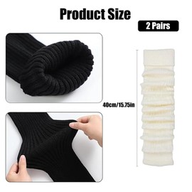 dinghaole 2 Pairs Leg Warmers, Knitted Leg Warmers for Women Girls, White Leg Warmers Lady Fashion Long Boot Cuff Knee Socks Long Boot Socks for 80s Party Yoga Ballet Dance Ice Skating