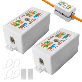 2 Pcs RJ45 Cat6 Connector,Ethernet Joiner,RJ45 Ethernet Coupler,Inline Punch down Coupler Joiner for LAN Powerline Networking Extender Applications,For Cat6/Cat5E/Cat5(White)