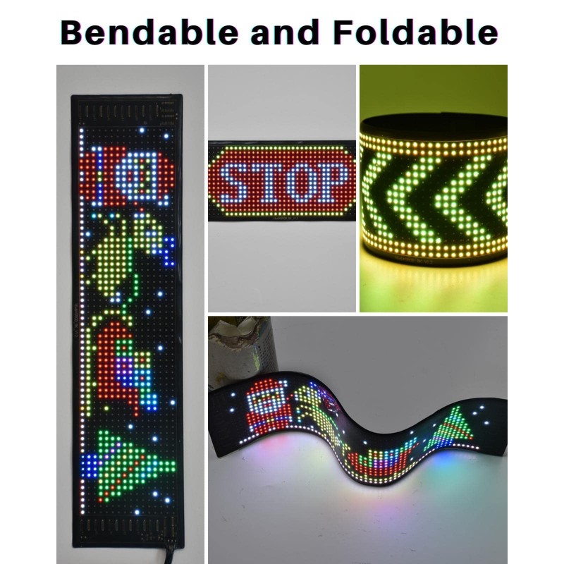 SUBORAWOS LED Car Sign,Programmable Bright LED Signs,Bluetooth APP Control,Flexible LED