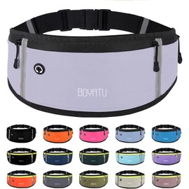 Running Belt Waist Fanny Pack: Waterproof Phone Holder Workout Pouch for Walking Jogging Light Purple