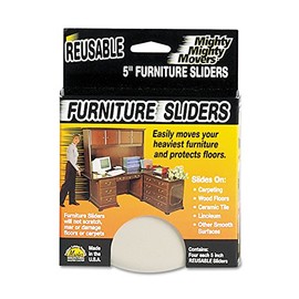 Master Caster Mighty Mighty Movers Reusable Furniture Sliders, Round, 5" Dia., Beige (Pack of 4)