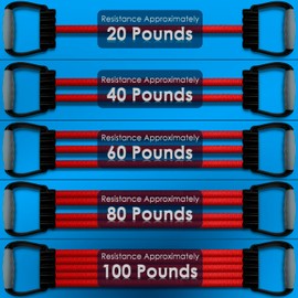 Chest Expander with Adjustable Resistance Bands, Black (Red)