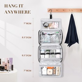 GOLF QUALITY Travel Toiletry Bag,Water-resistant Makeup Cosmetic Bag with Jewelry Organizer Hanging Toiletry Bag for women Trips Camping Bathroom,Black