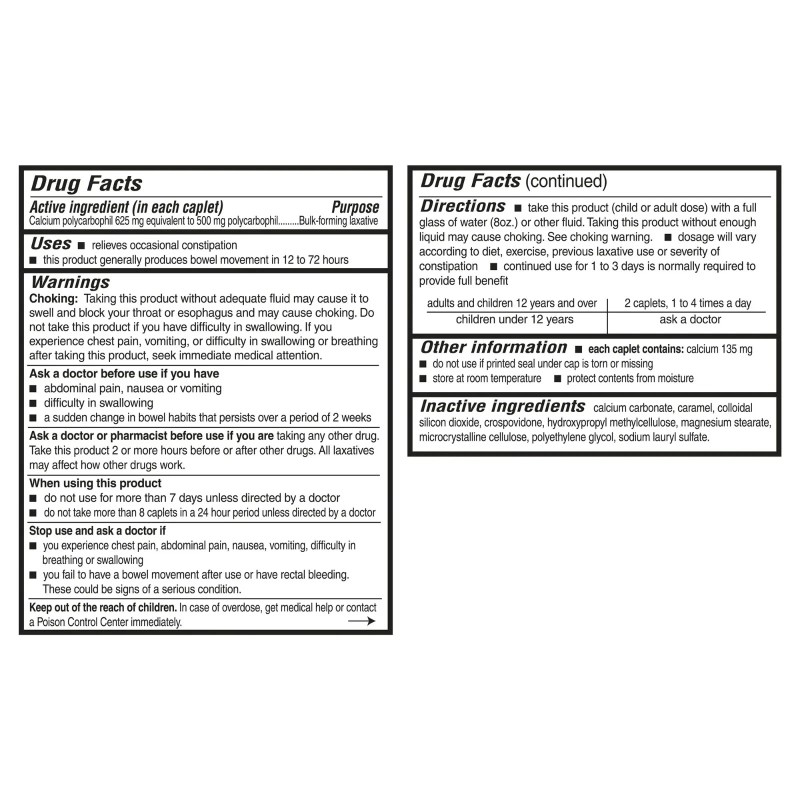 Equate Fiber Therapy Caplets, 625mg Calcium Polycarbophil, 140 Count