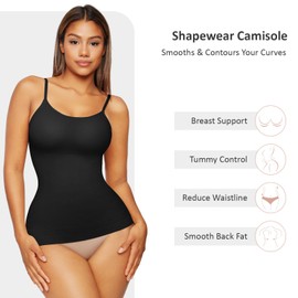 FeelinGirl Plus Size Shapewear Camisoles Tummy Control Tank Tops for Women Seamless Compression Top Black 5XL