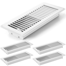 Retisee 4x12 Inches Floor Vent Covers Heavy Duty Floor Register Easy Installation Metal Heat Vent Covers with Rust Proof Finish for Home Floor(White, 6 Pcs)