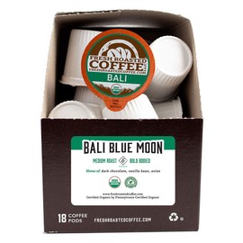 Fresh Roasted Coffee LLC, Organic Bali Blue Moon Coffee Pods, Medium 72 Count