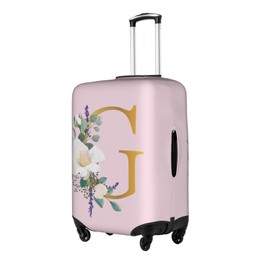 Flower Lette G Pink Luggage Cover Elastic Washable Stretch Suitcase Protector Anti-Scratch Travel Suitcase Cover for Kid and Adult S (18-21 inch suitcase)