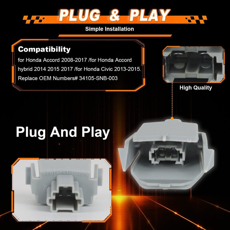 VEKTORIS 2PCS Rear Bumper License Plate Light Socket Bulb Holder