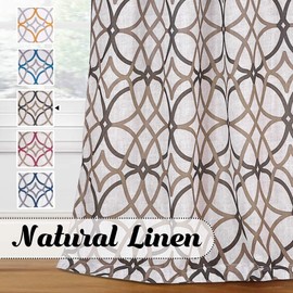 H.VERSAILTEX Natural Linen Blended Geo Curtains Casual Textured Flax Grommet Window Curtain Drapes for Bedroom Living Room 2 Panels, Durable Privacy Added Light Reducing, 52" W x 84" L, Taupe/Brown