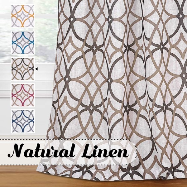 H.VERSAILTEX Natural Linen Blended Geo Curtains Casual Textured Flax Grommet