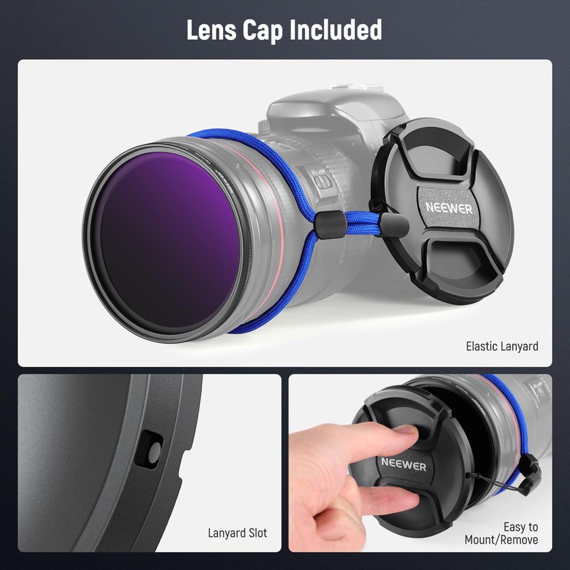 NEEWER 62mm ND2-400 (1-9 Stops) Variable ND Filter with Lens
