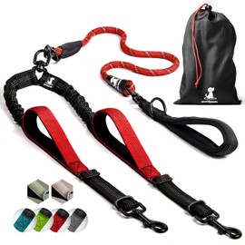 SparklyPets - Double Dog Bungee Rope Leash - Dual Dog Lead for Medium and Large Breeds - Padded Handles, No Tangle - Flow Leash, 2 Dogs Walking Accessory