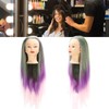 Green Purple Gradient Wig Hair Mannequin Head Hairdressing Styling Training