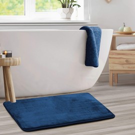 Clara Clark Bathroom Rugs, Ultra Soft Plush Bath Mat for Bathroom, Non-Slip, Velvet Memory Foam Bath Rugs, 20 x 32, Solid Royal Blue