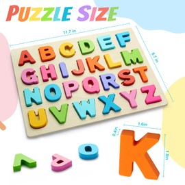 Wooden Puzzles for Toddlers, ABC Alphabet Puzzle, Learning Toys, Preschool Learning Activities, Preschool Educational Toddler Puzzle for Gift Set