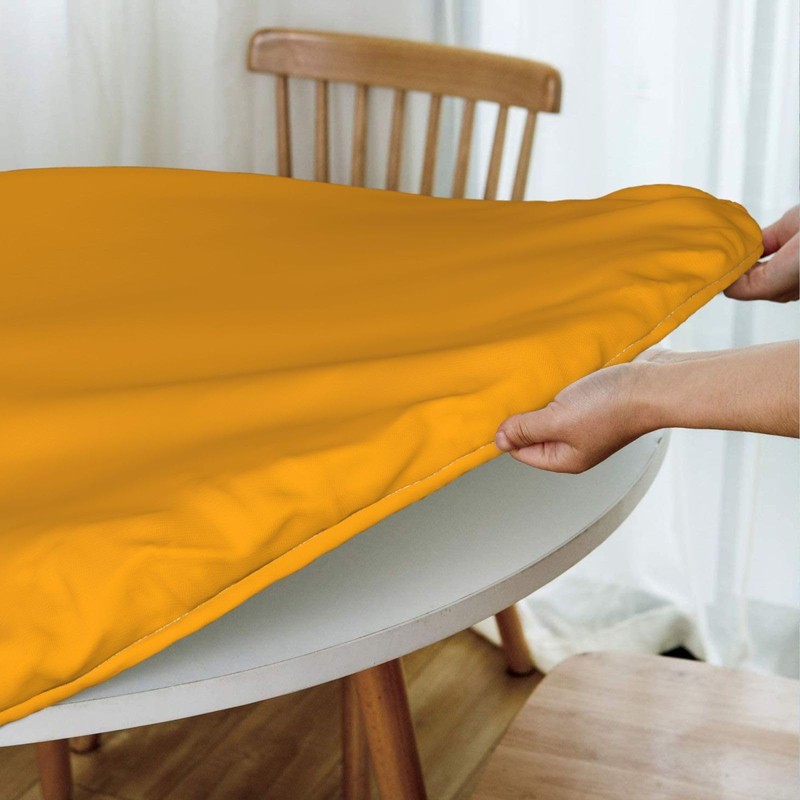 FSKGOIM Orange Oval Waterproof Fitted Tablecloth with Elastic Edge, Washable