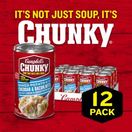 Campbell's Chunky Soup, Baked Potato with Cheddar and Bacon Bits Soup, 18.8 Oz Can (Case of 12)