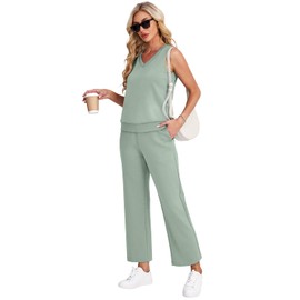 WIHOLL Lounge Sets for Women 2 Piece Summer Travel Outfits Clothing Holiday Party Outfits for Women 2025 Green Small
