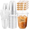 Ziliny 50 Sets Clear Plastic Cups with Lids Straws Disposable