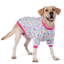 LovinPet Jackets for Large Dog: Pet Pajamas, Skin-Friendly Flannel Fabric Clothes for Dogs, Wild Horse Frolic Seafoam Prints Dog Clothes, Warm Dog Clothes for Small Dog Breeds and Cold Weather,Pink