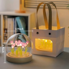 AWSOLAR Tulip Lights, Tulip Lamp with 13 Light up Tulips and Wooden Base, Romantic Decoration for Bedroom, Tabletop, Living Room, Tent, Purple