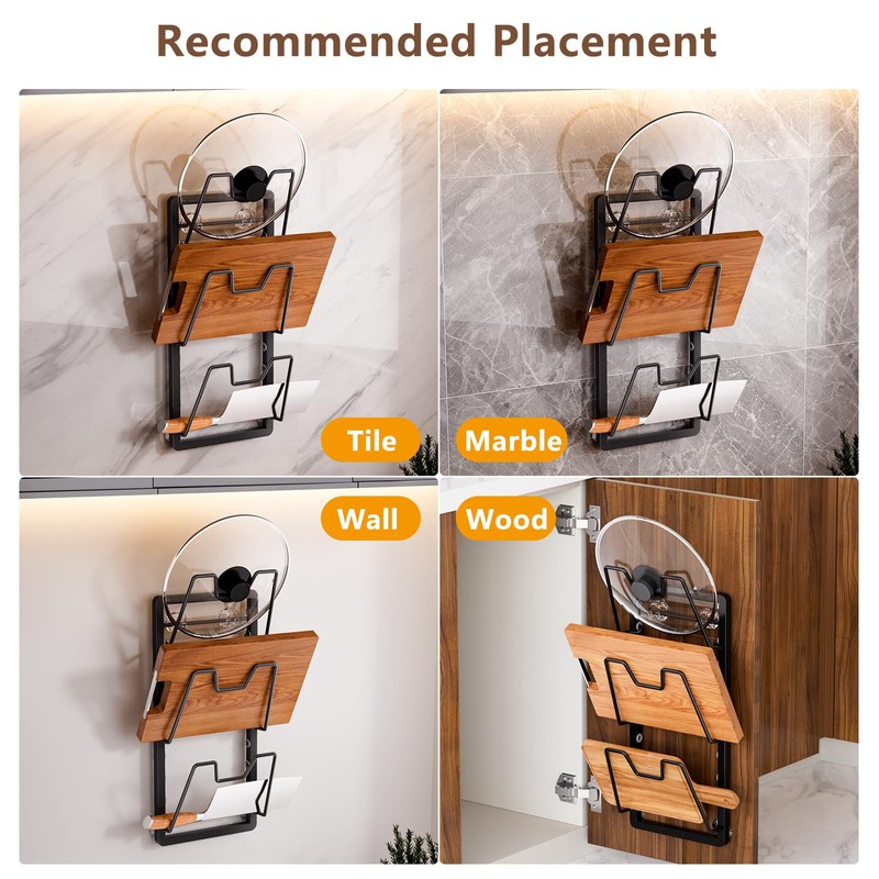 FEZHI pot lid organizer Rack, 3-tier adjustable and removable Pot