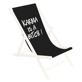 Ferocity Replacement Fabric Cover 131 x 44 cm Interchangeable Deck Chair Fabric Cover 100% Polyester for Wooden Deck Chair Folding Deck Chair Black Karma [119]