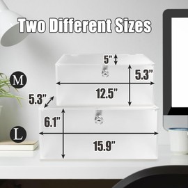 Cable Management Box with Lock,Cable Organizer Box & Power Strip Cover,Frosted Acrylic, Wire Storage and Organization for Cords 2024 Upgraded,Suitable for TV, Computer,Child and Pet Proof(2PC)