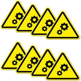 8 Stück Warnhinweis Aufkleber 6x5cm Zahnrad UV Schutz laminiert wasserfest Digitaldruck Warnung