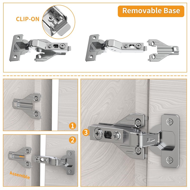 Chibery 50 Pack Half Overlay 3D Soft Close Concealed Hinge
